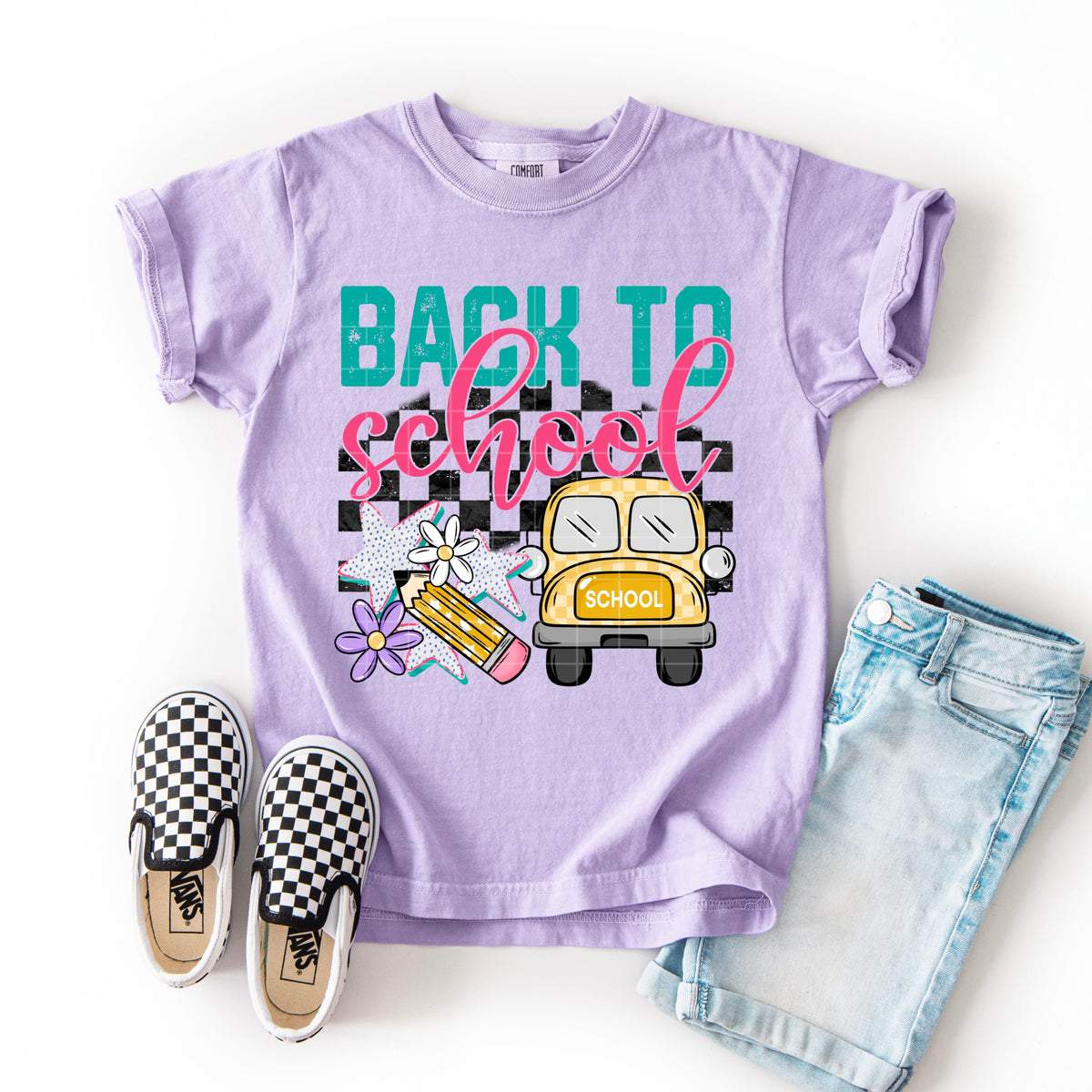 Back to school bus and pencil (SDD) DTF Transfer