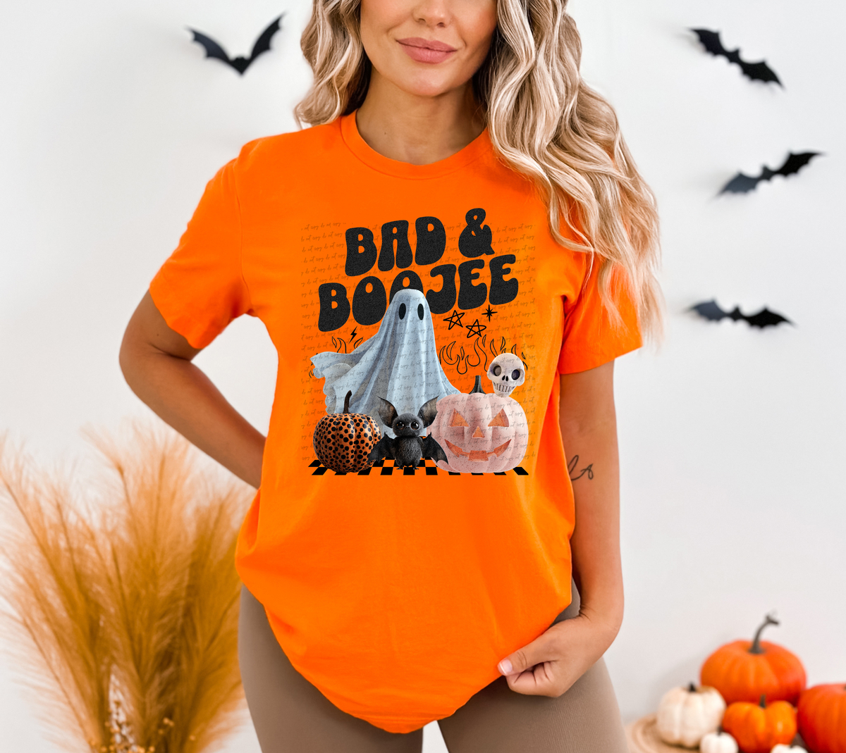 Bad And Boojee - Ghost Pumpkin Bat Jack O Lantern Skull 59822 DTF Transfer