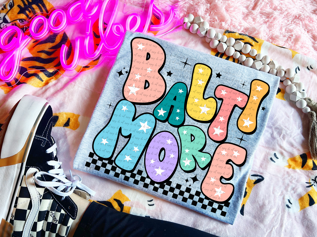 Baltimore Colorful Groovy Font 89146 DTF Transfer