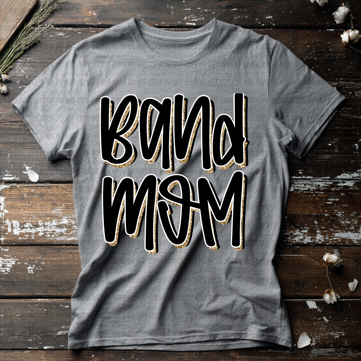 Band mom faux glitter outline (Revel) DTF Transfer