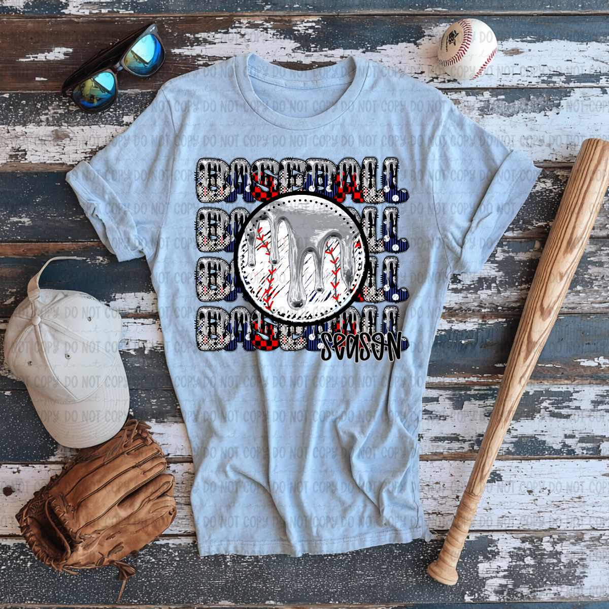 Baseball season stacked SILVER drip (Revel) DTF Transfer