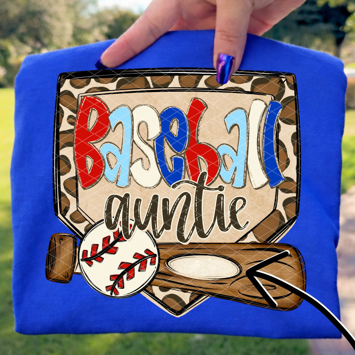 Baseball auntie leopard frame (SDD) DTF Transfer