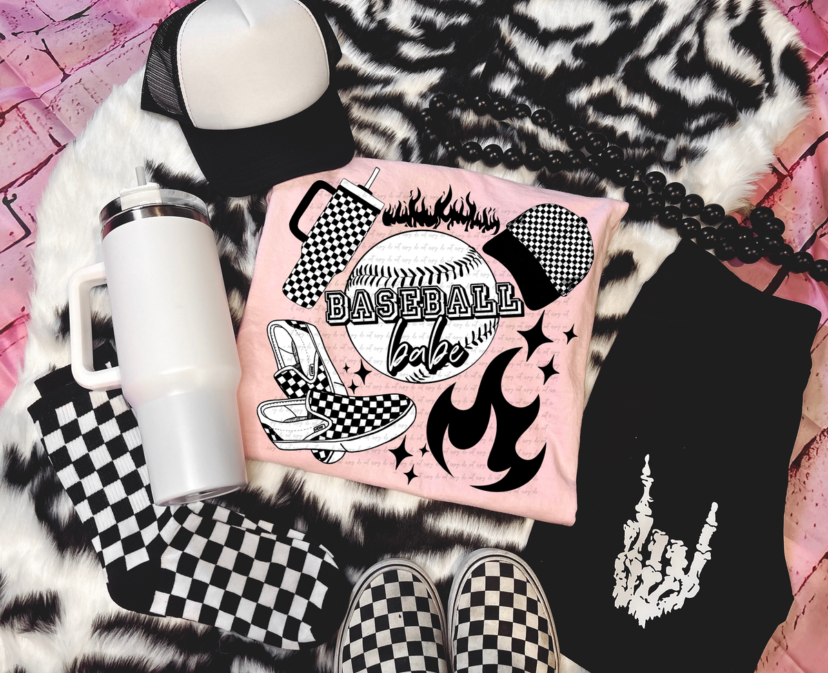 Baseball Babe Tumbler Cap Shoes Checker 81862 DTF Transfer