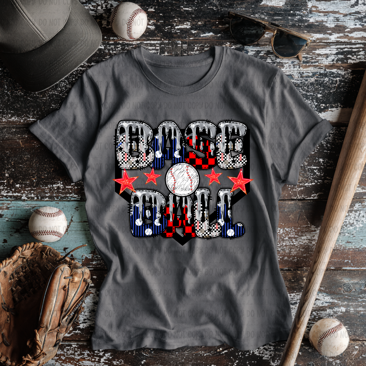 Baseball SILVER drip (Revel) DTF Transfer