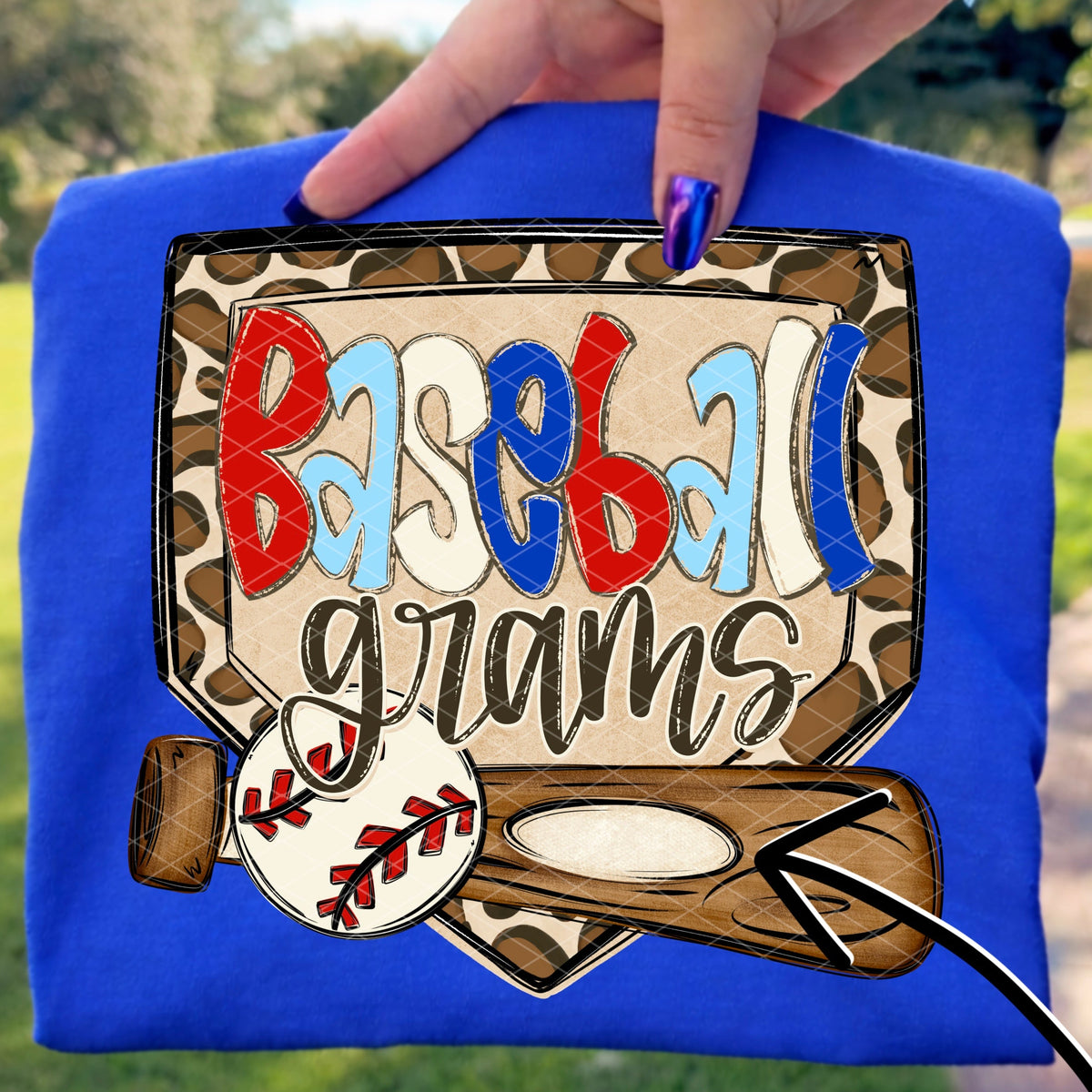 Baseball grams leopard frame (SDD) DTF Transfer