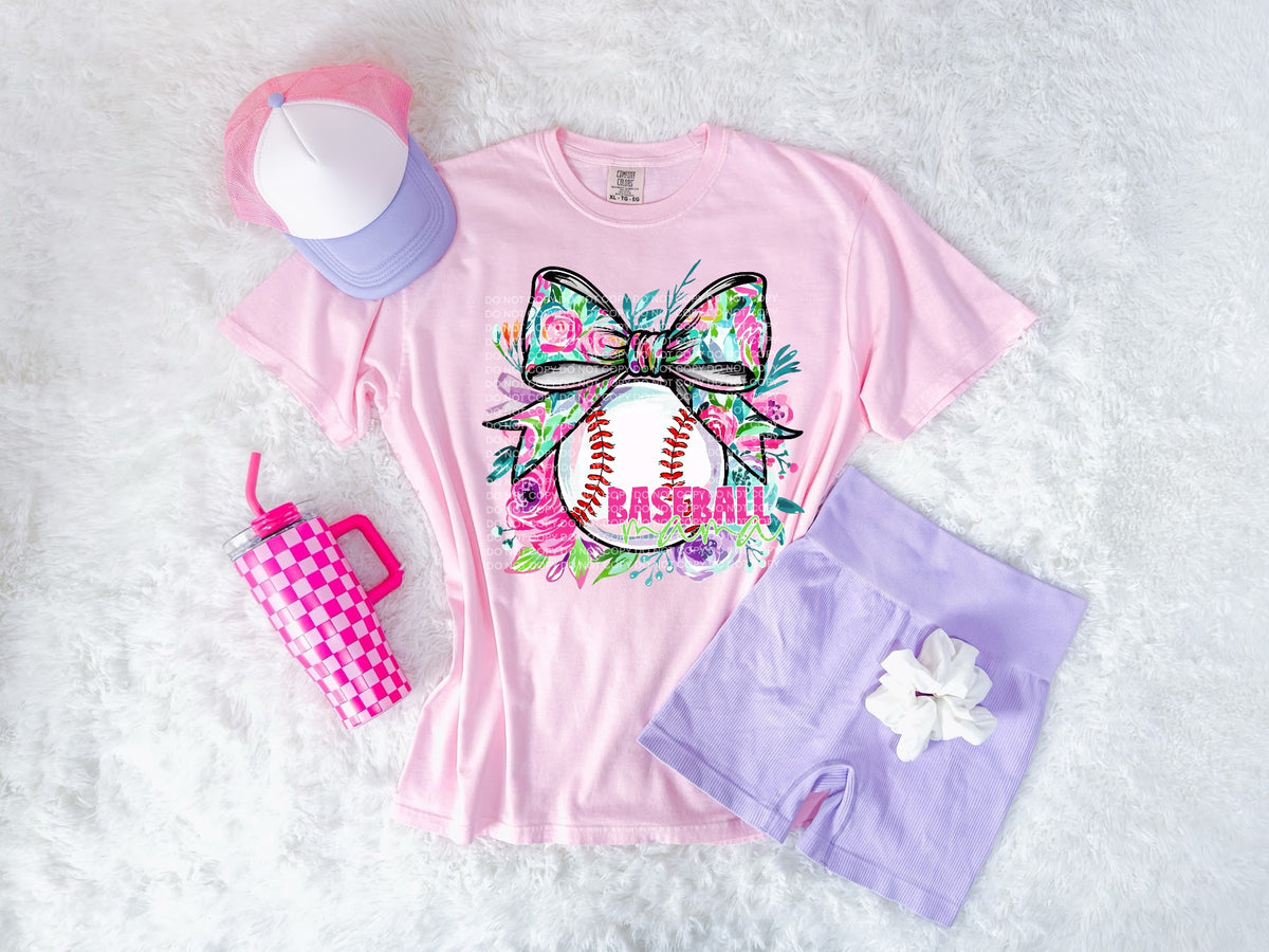 Baseball mama floral bow (SCG) DTF Transfer