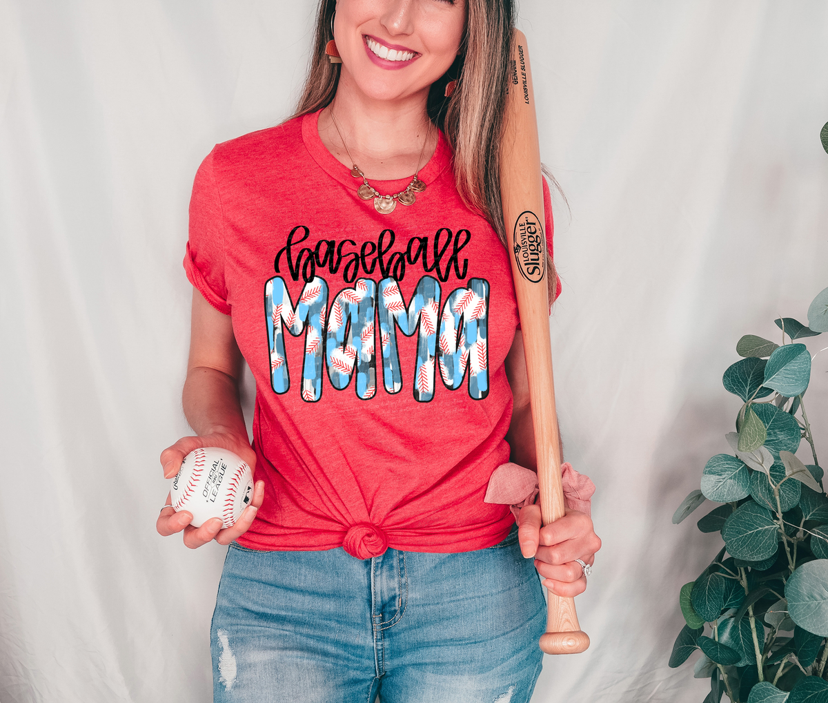 Baseball Mama Light Blue Brushstroke 81865 DTF Transfer