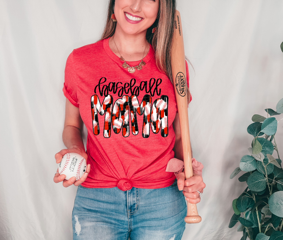 Baseball Mama Red Black Brushstroke 81870 DTF Transfer