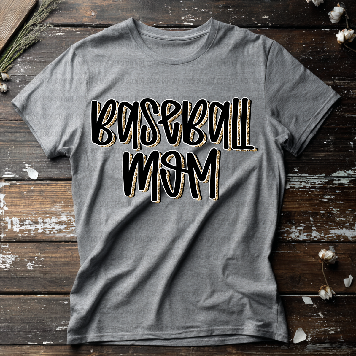 Baseball mom faux glitter outline (Revel) DTF Transfer