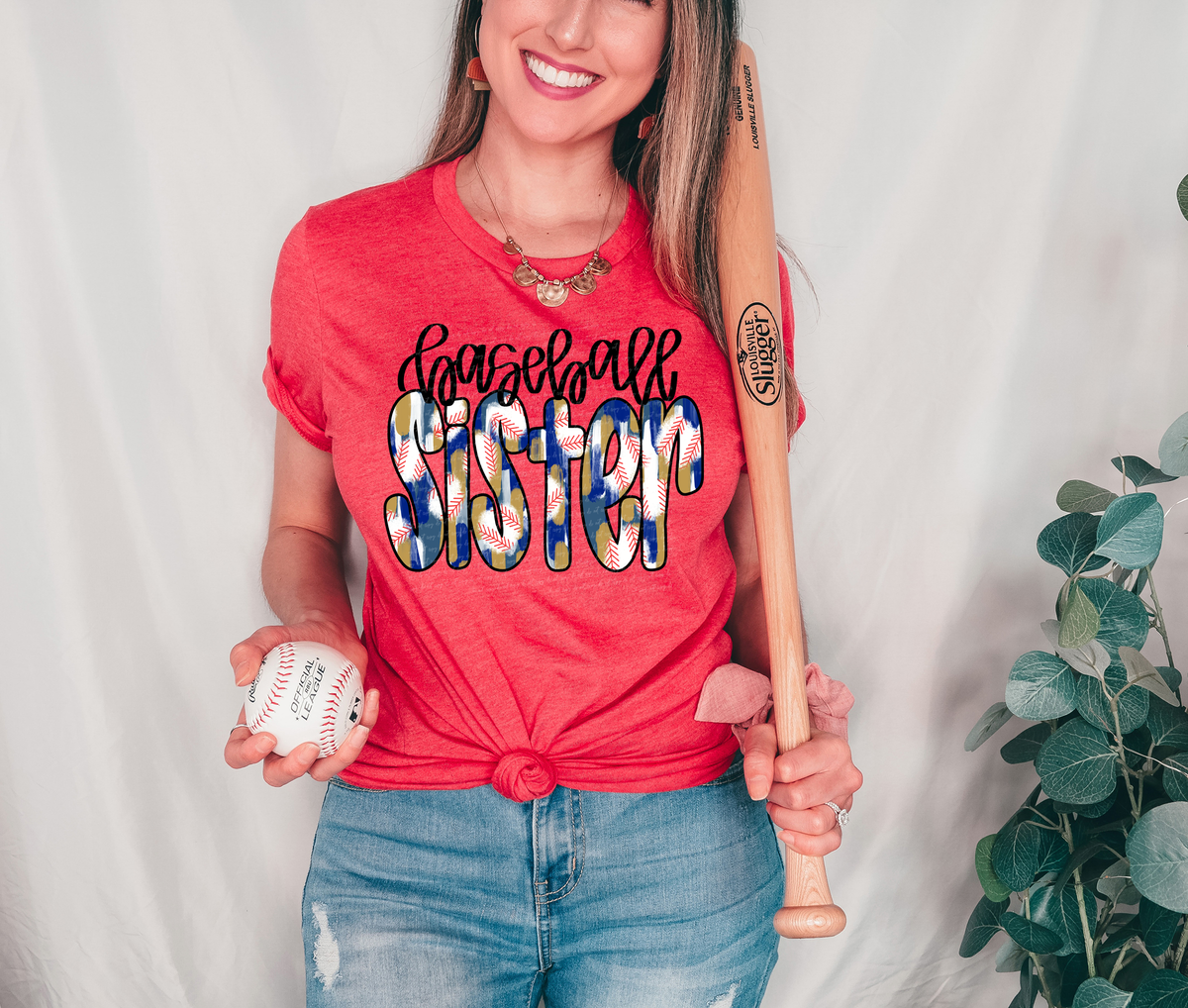 Baseball Sister Blue Gold Brushstroke 81877 DTF Transfer