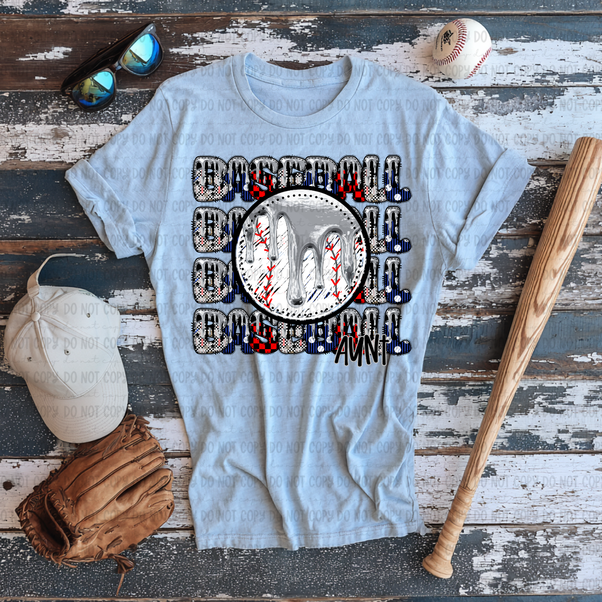 Baseball aunt stacked SILVER drip (Revel) DTF Transfer