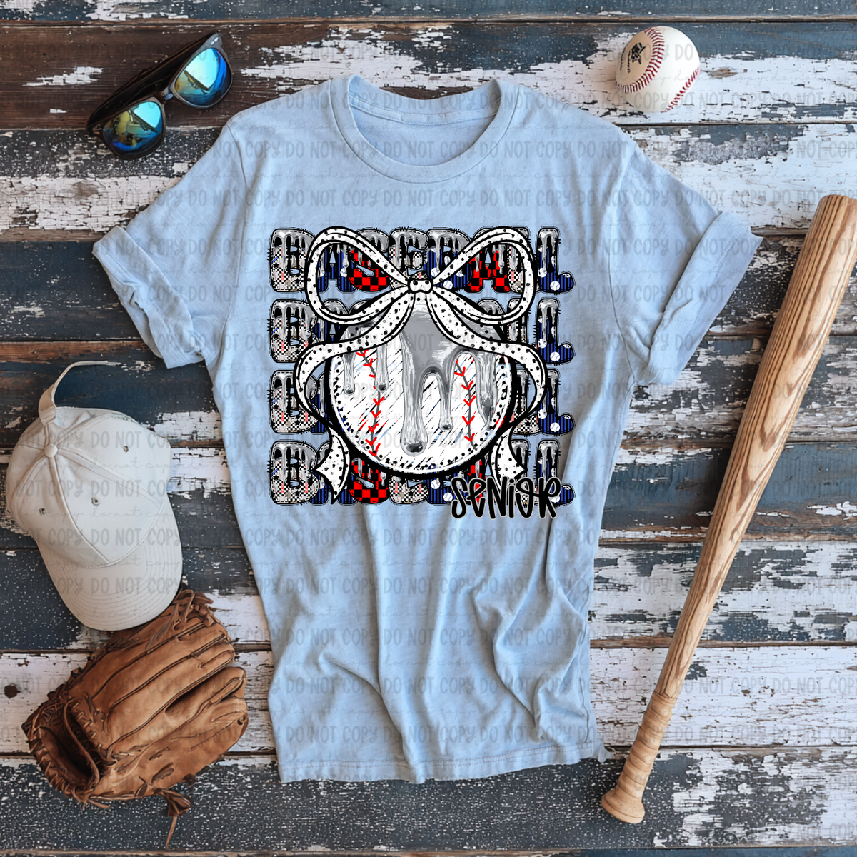 Baseball senior stacked with bow SILVER drip (Revel) DTF Transfer