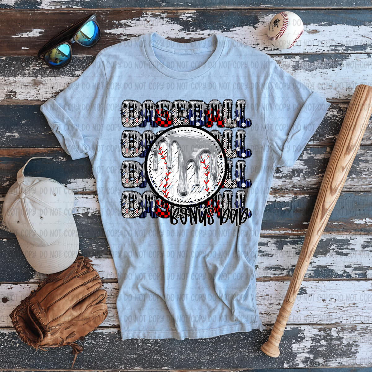 Baseball bonus dad stacked SILVER drip (Revel) DTF Transfer