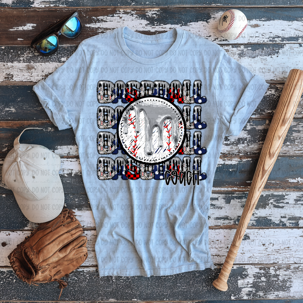 Baseball coach stacked SILVER drip (Revel) DTF Transfer