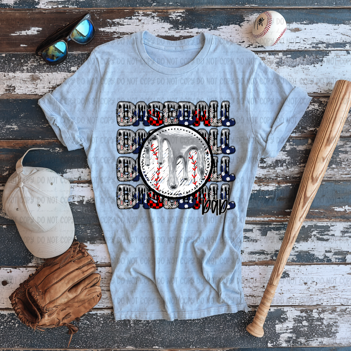 Baseball dad stacked SILVER drip (Revel) DTF Transfer