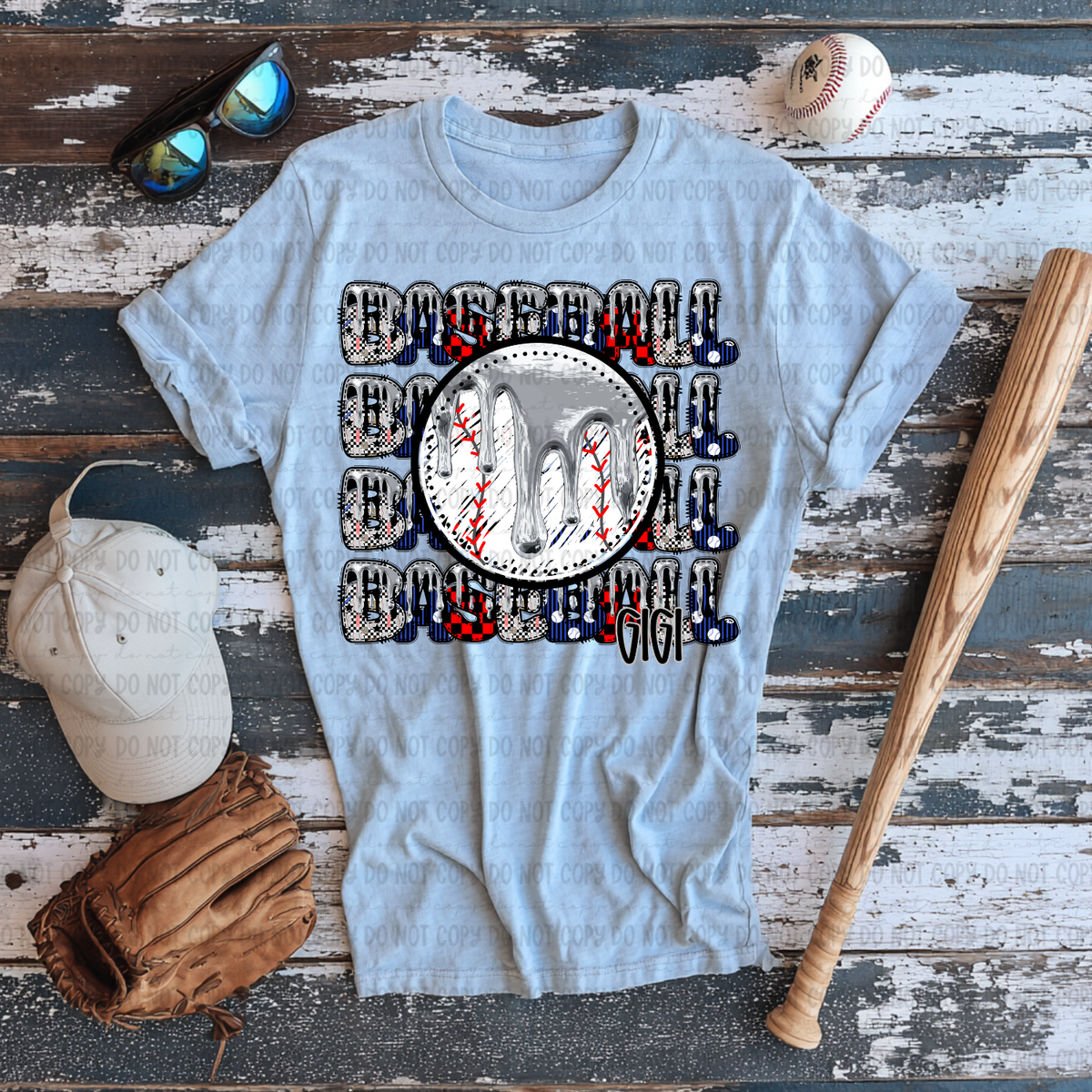 Baseball gigi stacked SILVER drip (Revel) DTF Transfer