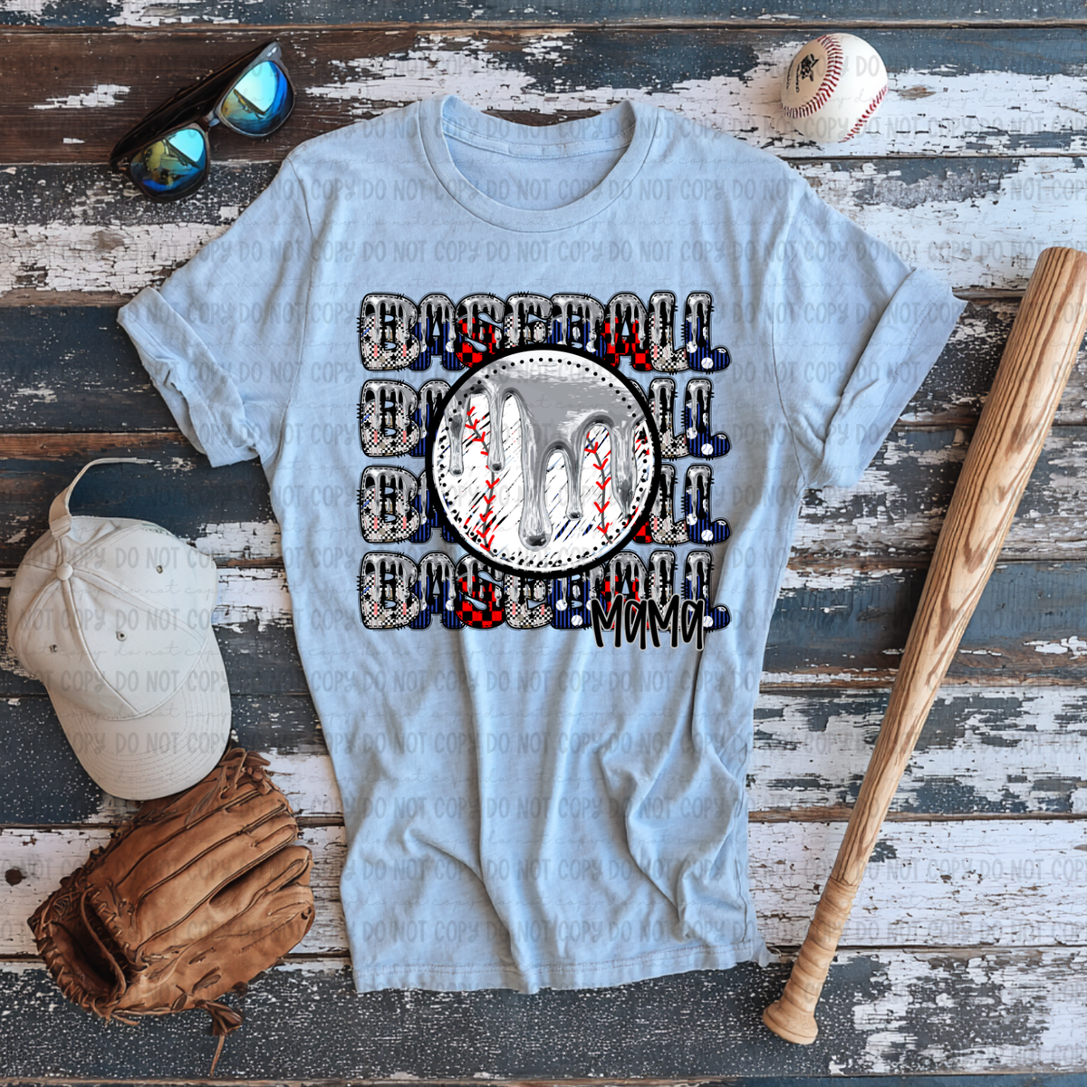 Baseball mama stacked SILVER drip (Revel) DTF Transfer