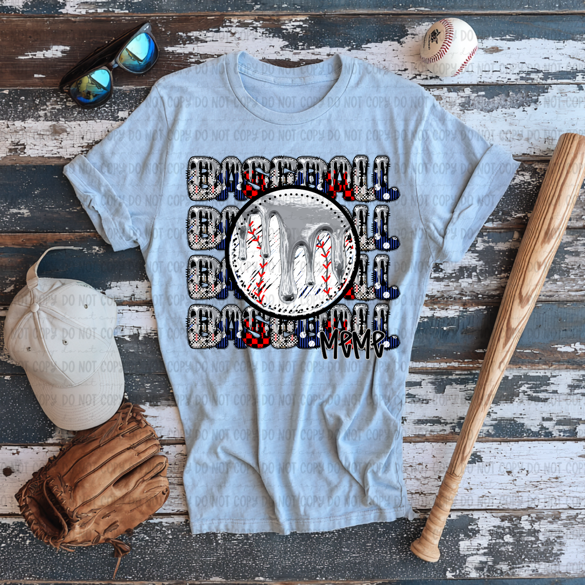 Baseball meme stacked SILVER drip (Revel) DTF Transfer