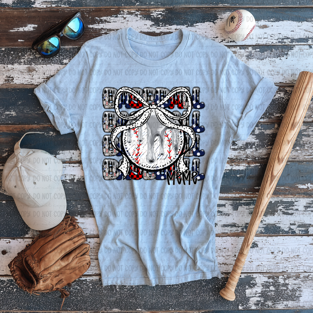 Baseball meme with bow stacked SILVER drip (Revel) DTF Transfer