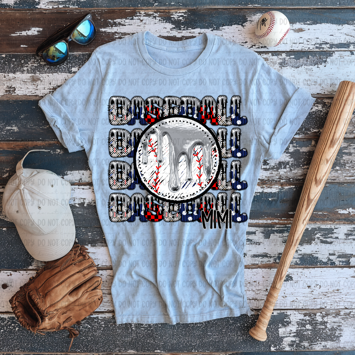 Baseball mimi stacked SILVER drip (Revel) DTF Transfer