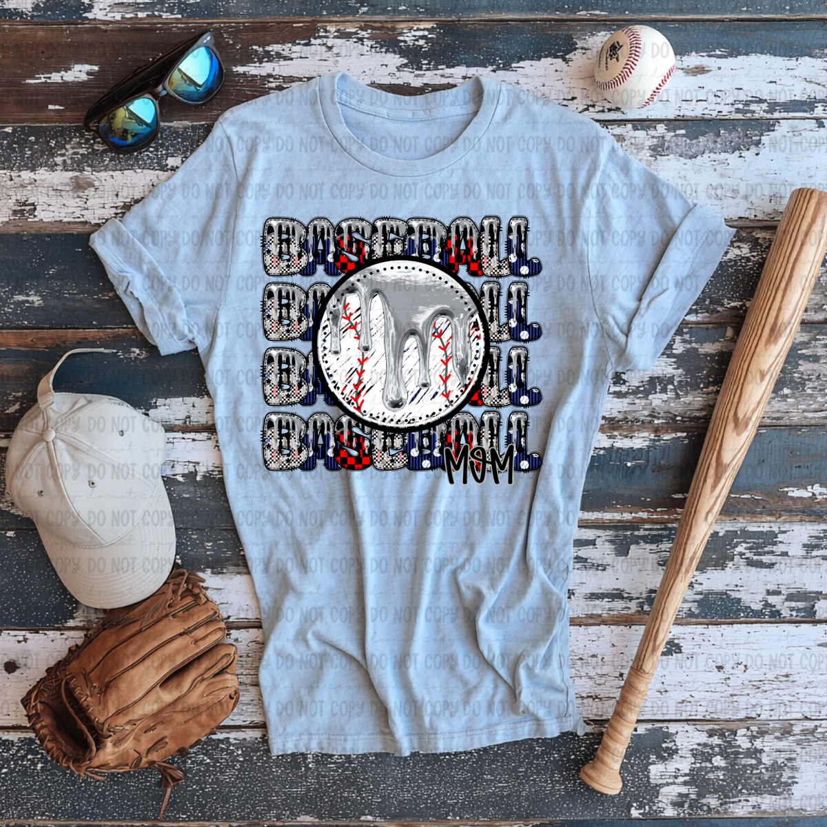 Baseball mom stacked SILVER drip (Revel) DTF Transfer