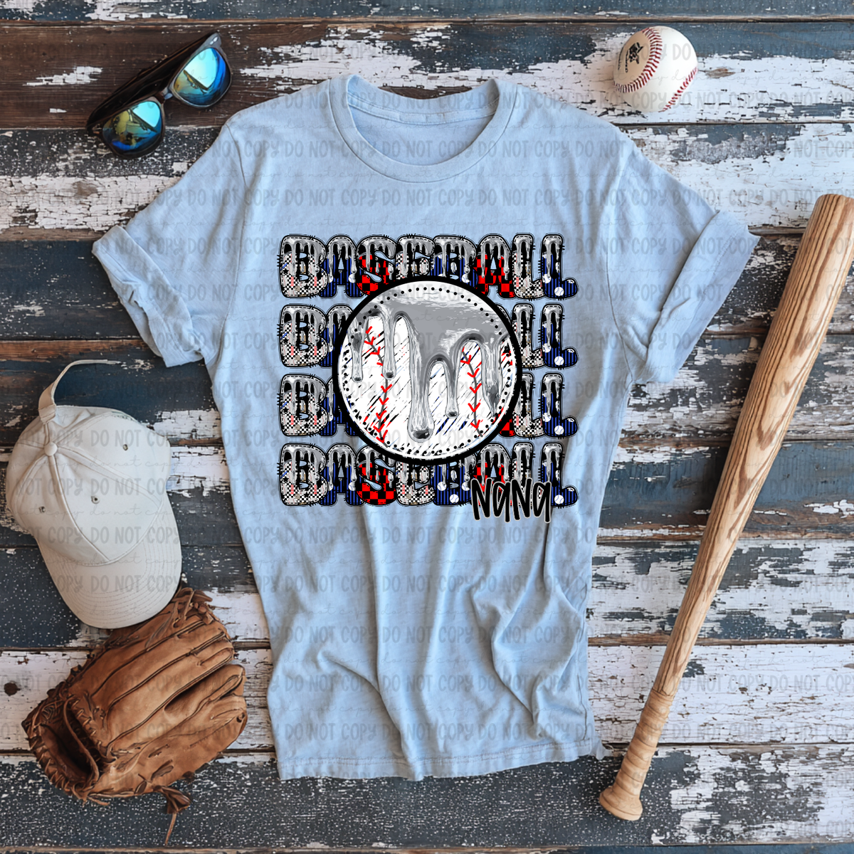 Baseball nana stacked SILVER drip (Revel) DTF Transfer