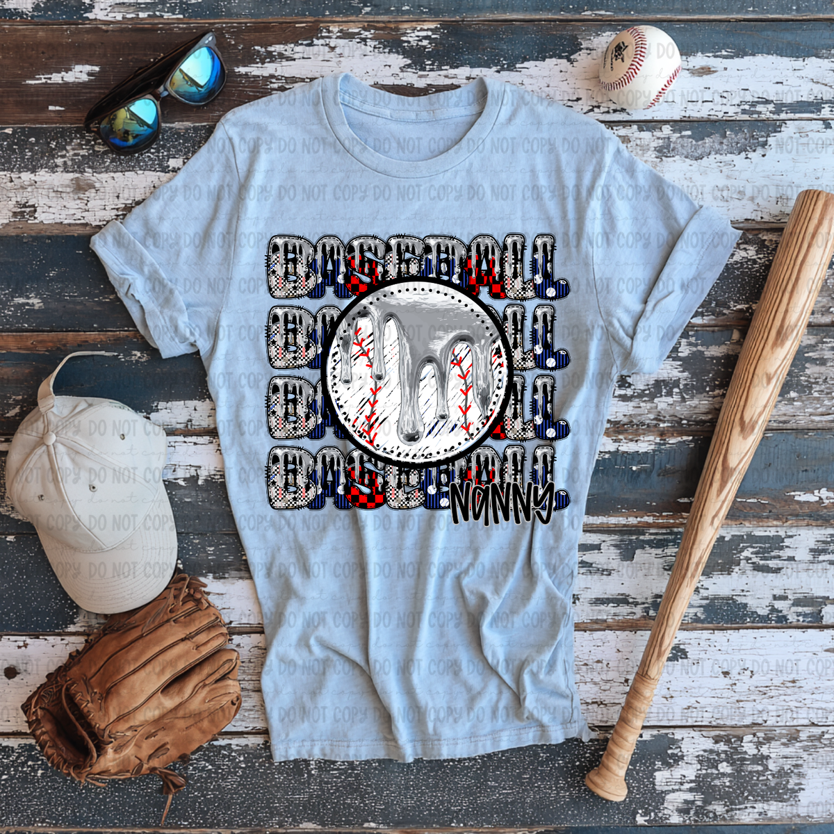 Baseball nanny stacked SILVER drip (Revel) DTF Transfer