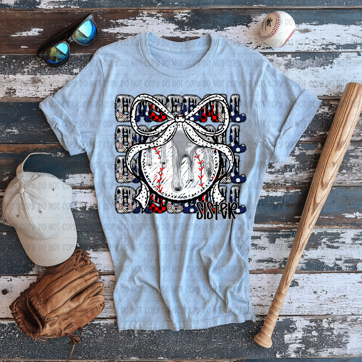 Baseball sister with bow stacked SILVER drip (Revel) DTF Transfer