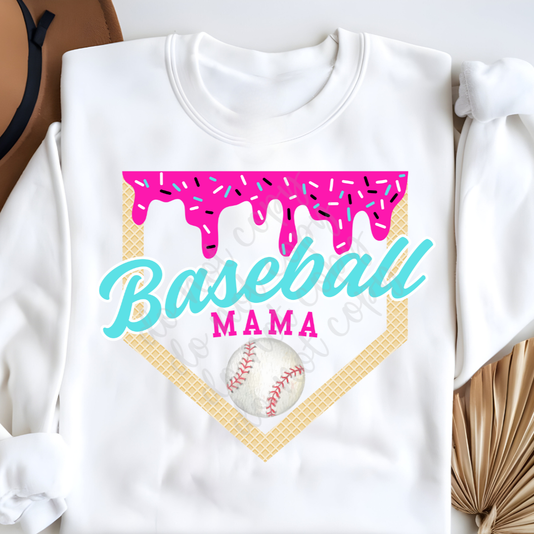 Baseball Mama Drip pink teal (Parker)  DTF Transfer