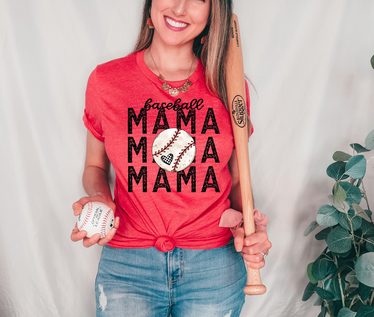 Baseball Mama With Checkered Heart 86129 DTF Transfer