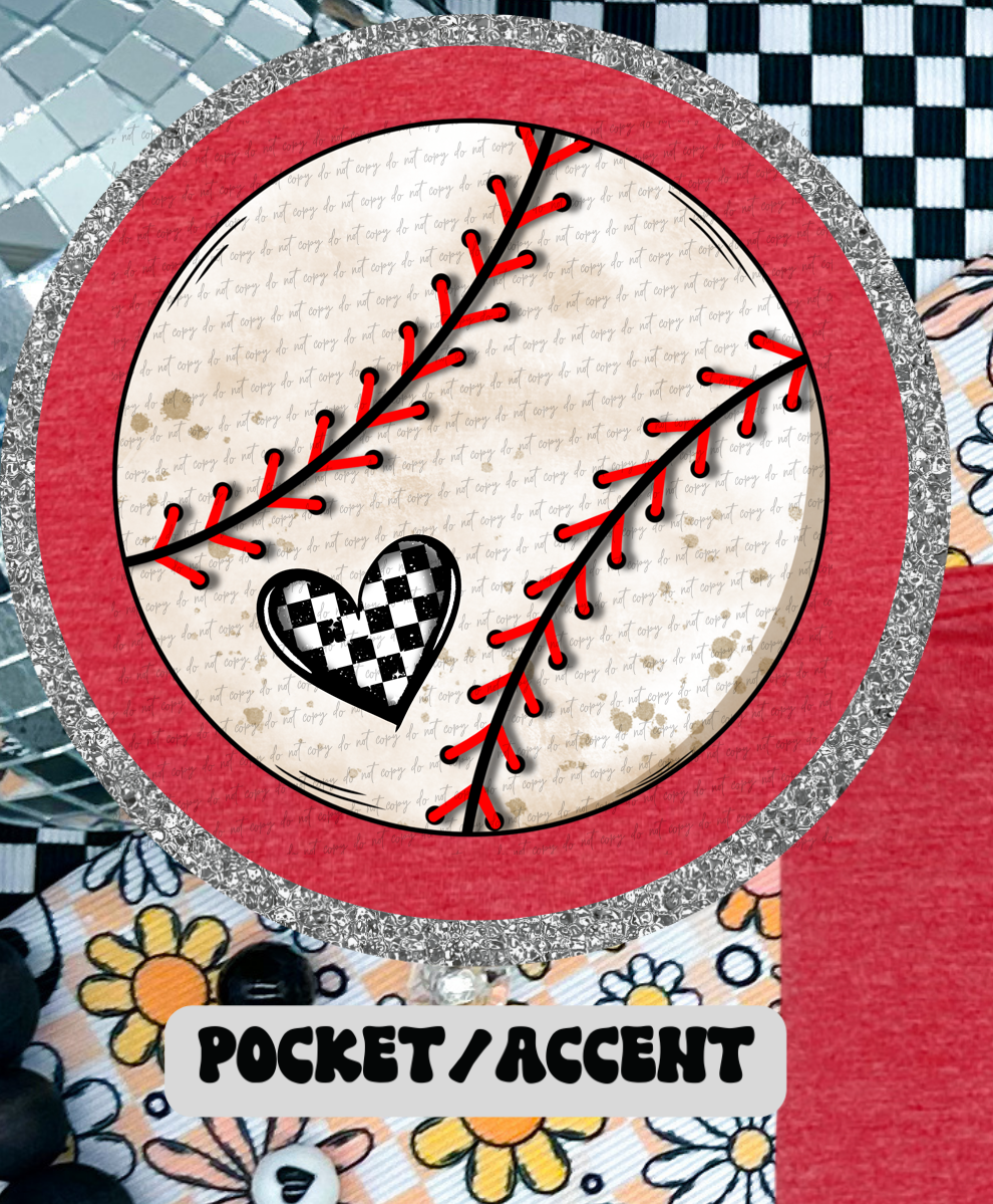 Baseball Mama With Checkered Heart (Pocket Print) 86130 DTF Transfer