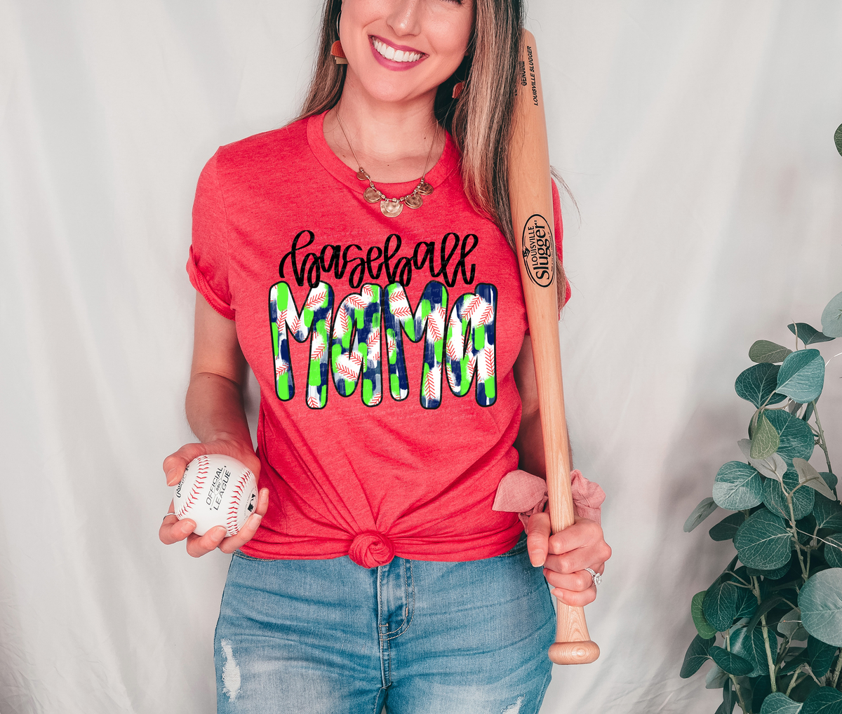 Baseball Mama Navy Lime Brushstroke 81868 DTF Transfer