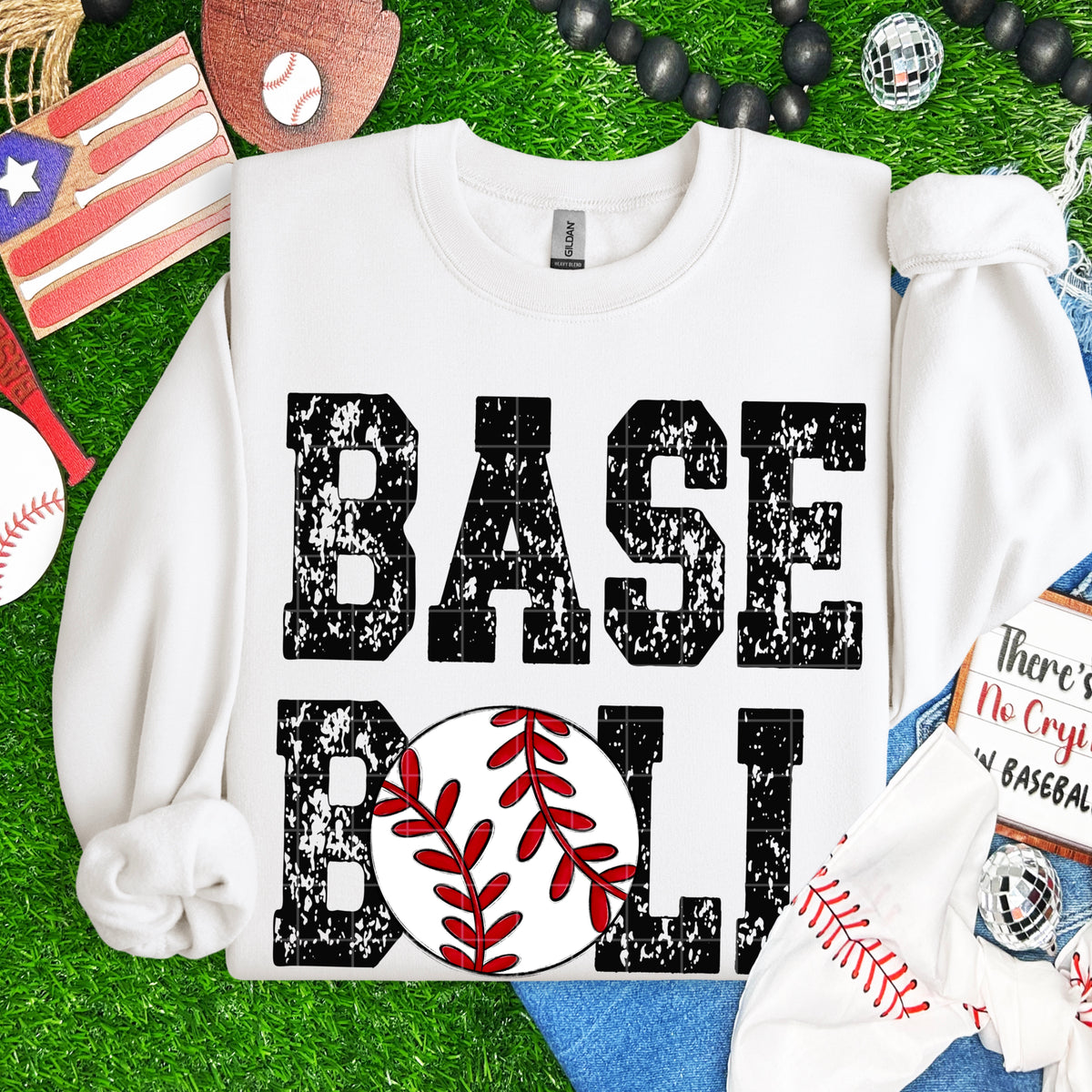 Baseball distressed BLACK (SDD) DTF Transfer