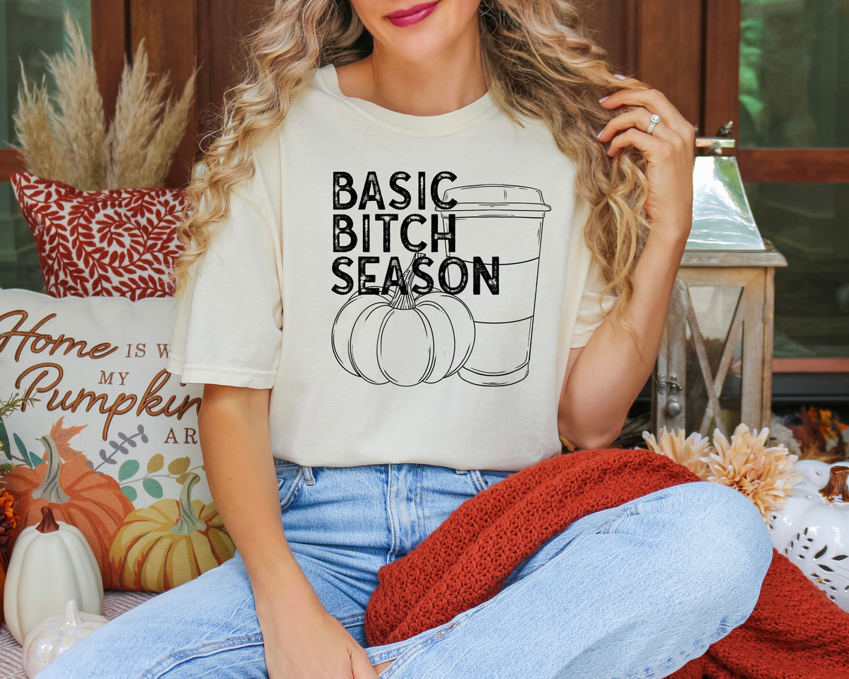 Basic Bitch Season Pumpkin Cup Black Font 114683 DTF transfer