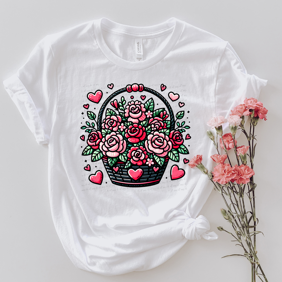 Basket With Roses And Hearts 81799 DTF Transfer