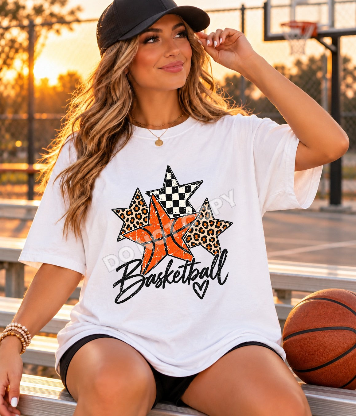 Basketball cheetah basketball and checkered star (Parker) DTF Transfer