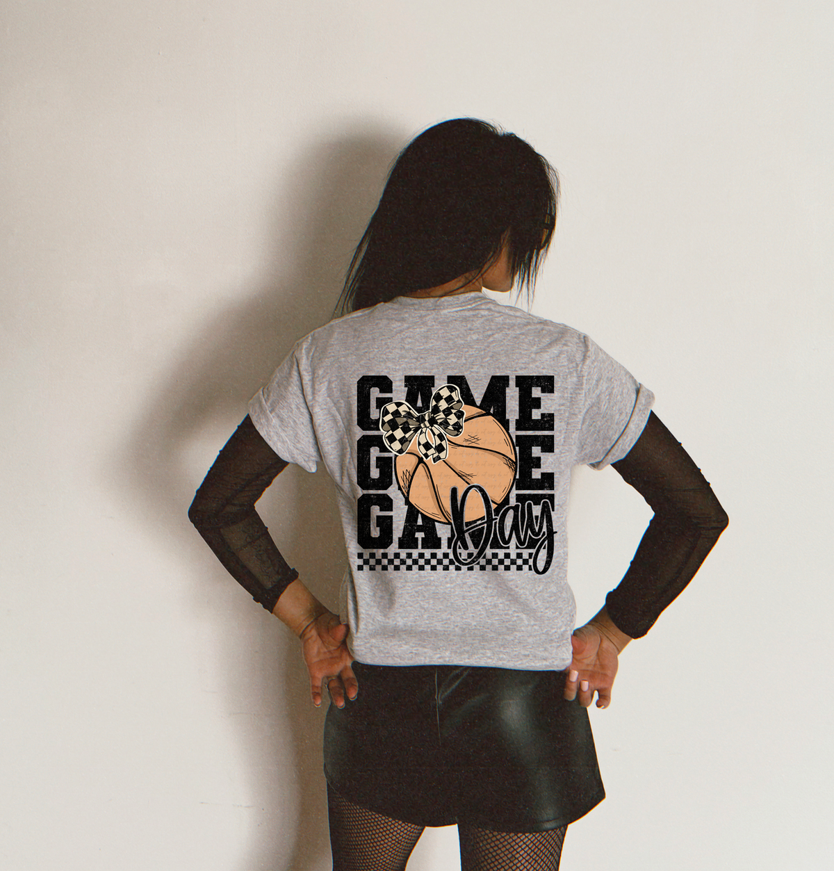 Basketball Brown Checkered Bow Back 110098 DTF transfer