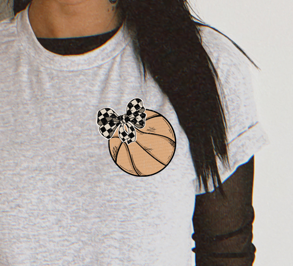 Basketball Brown Checkered Bow Pocket 110099 DTF transfer