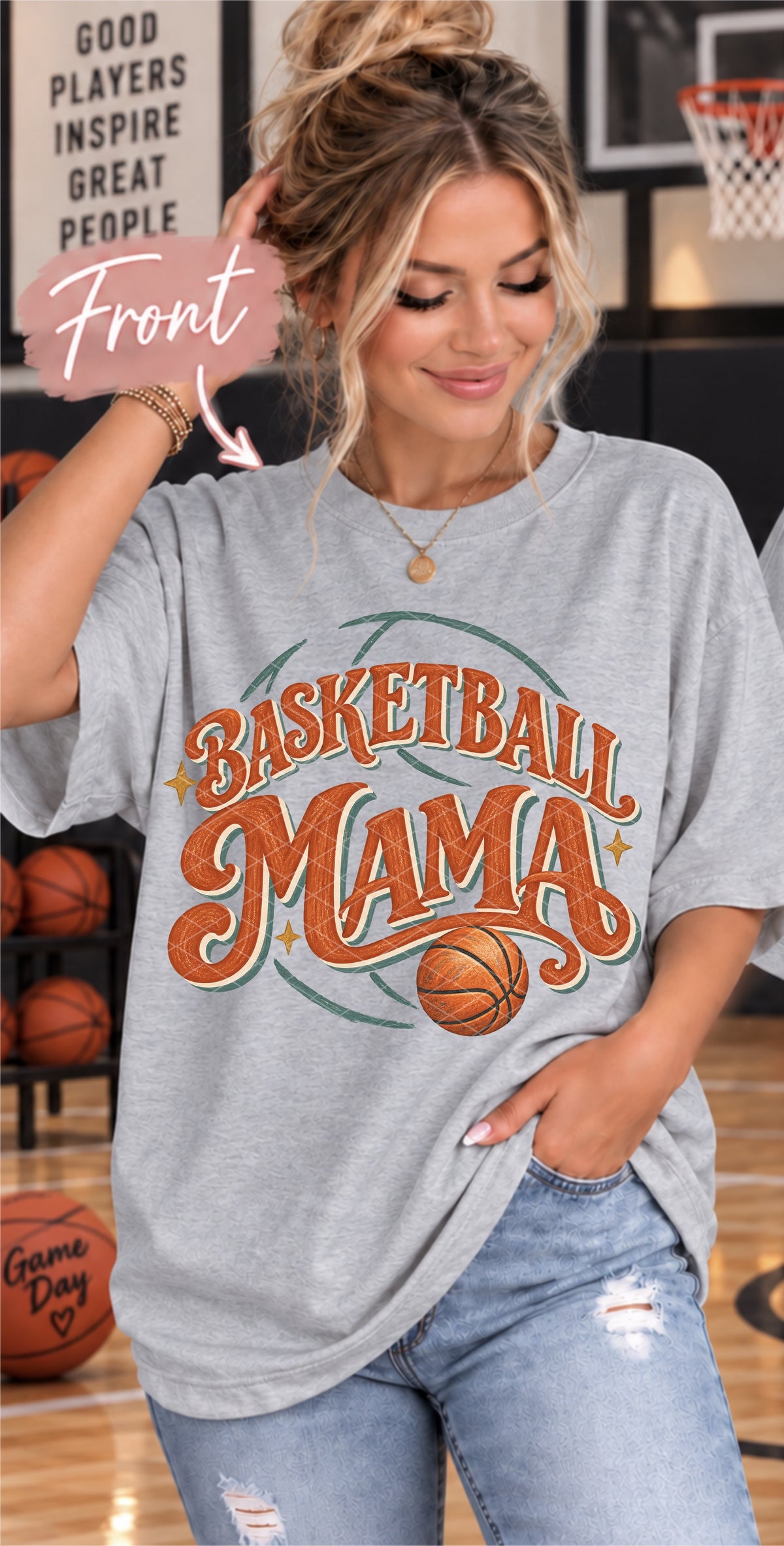 Basketball mama orange font (SDD) DTF Transfer