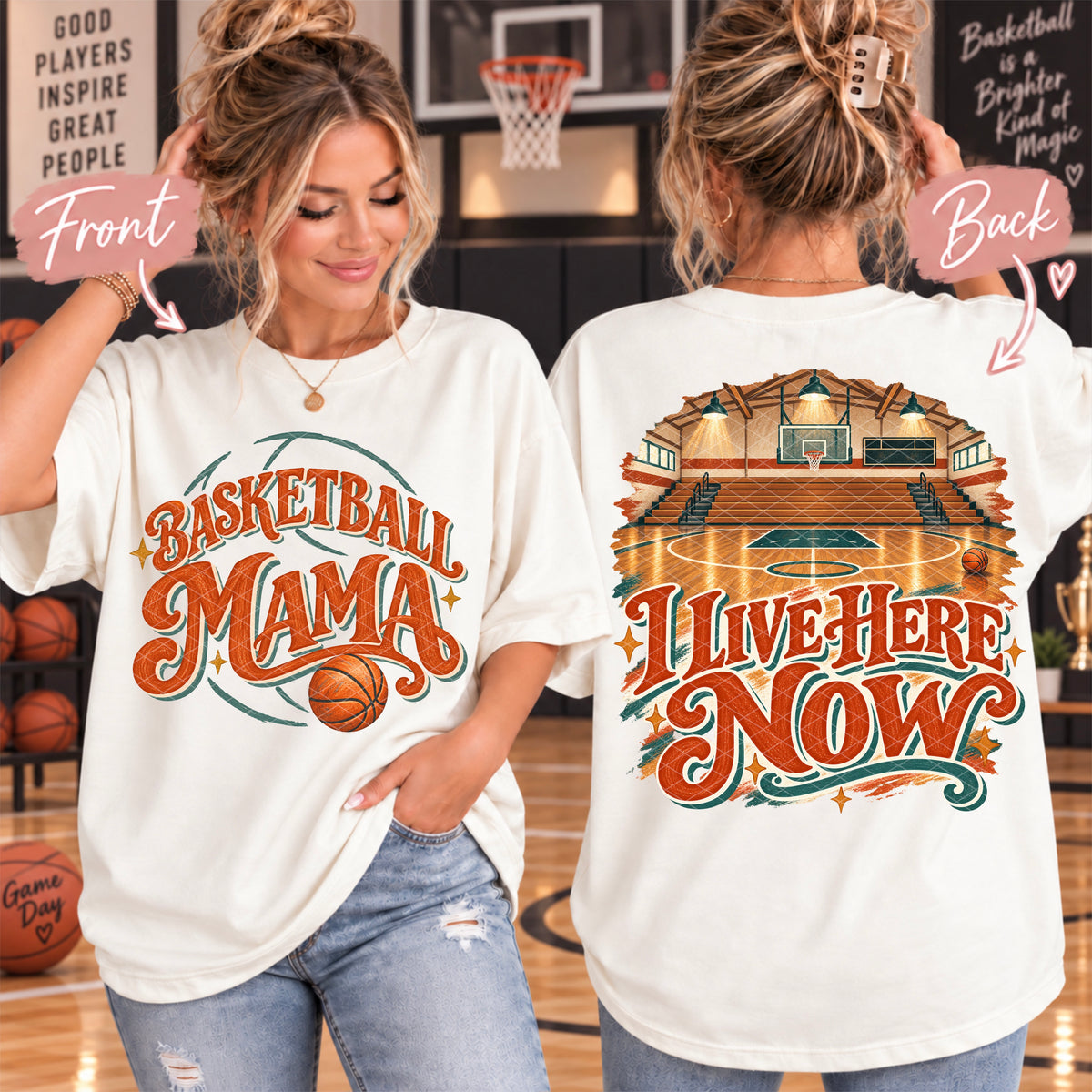 Basketball mama orange (FRONT ONLY) (SDD) DTF Transfer