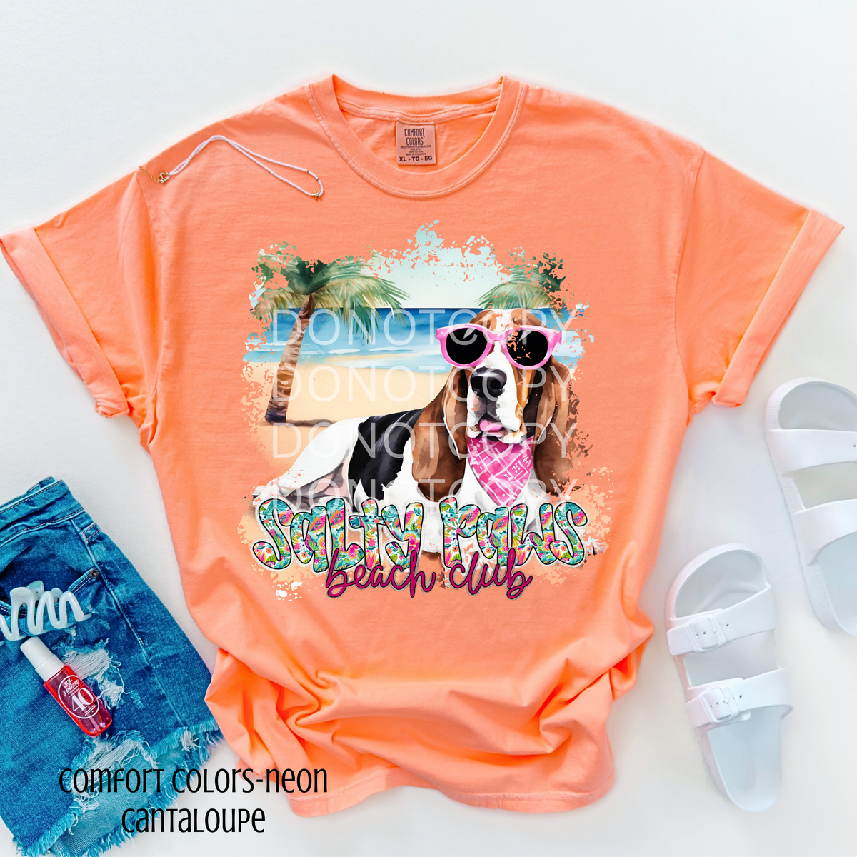 Basset Hound Salty Paws Beach Club (CSG) 101074 DTF transfer