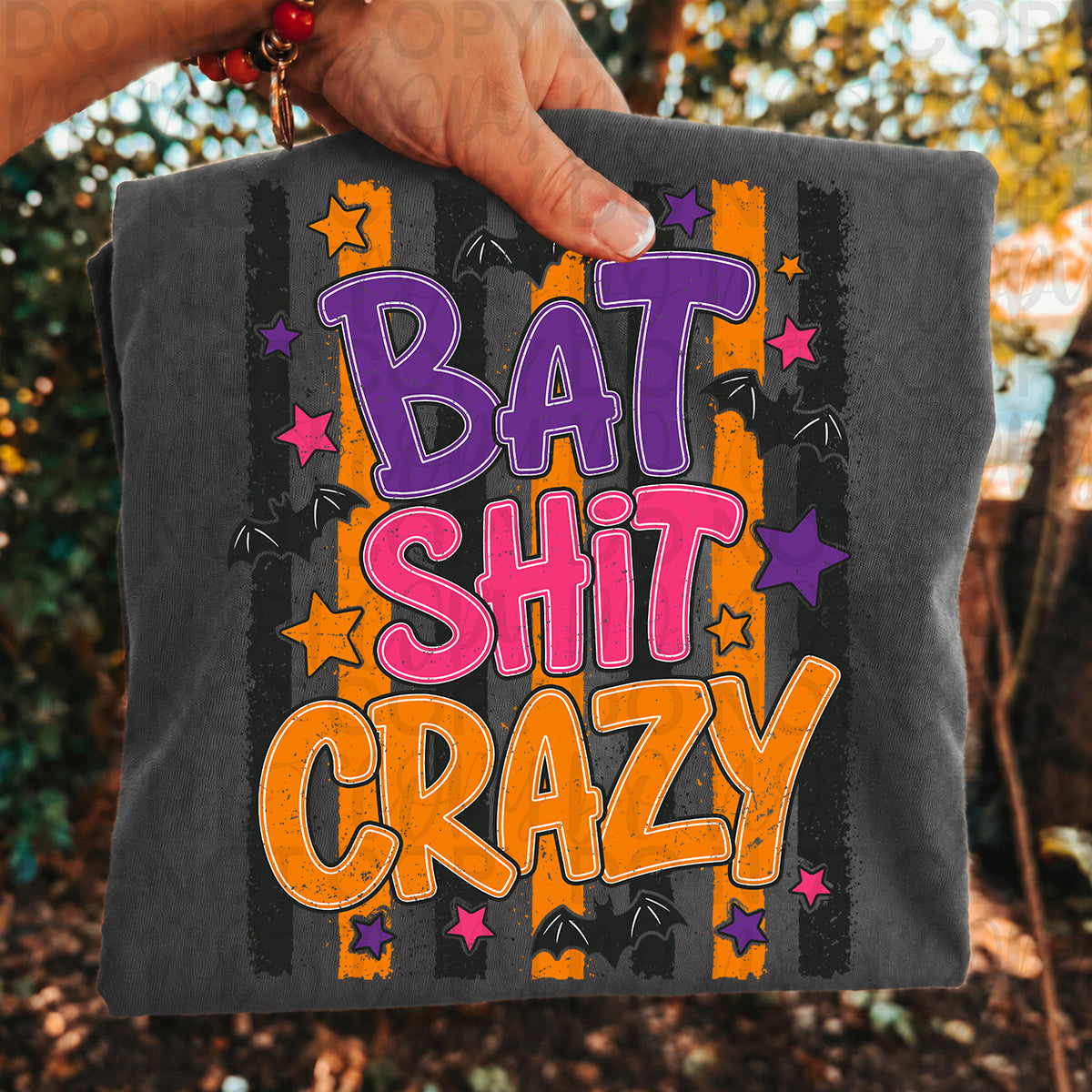 Bat shit crazy stripes UAC DTF transfer