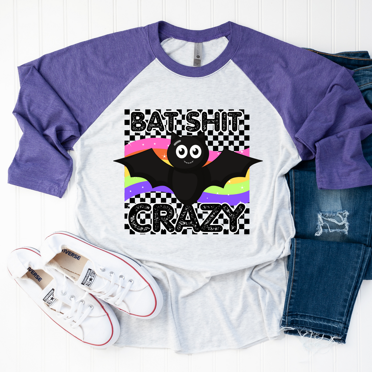 Batshit crazy checkered background 10150 DTF TRANSFERS