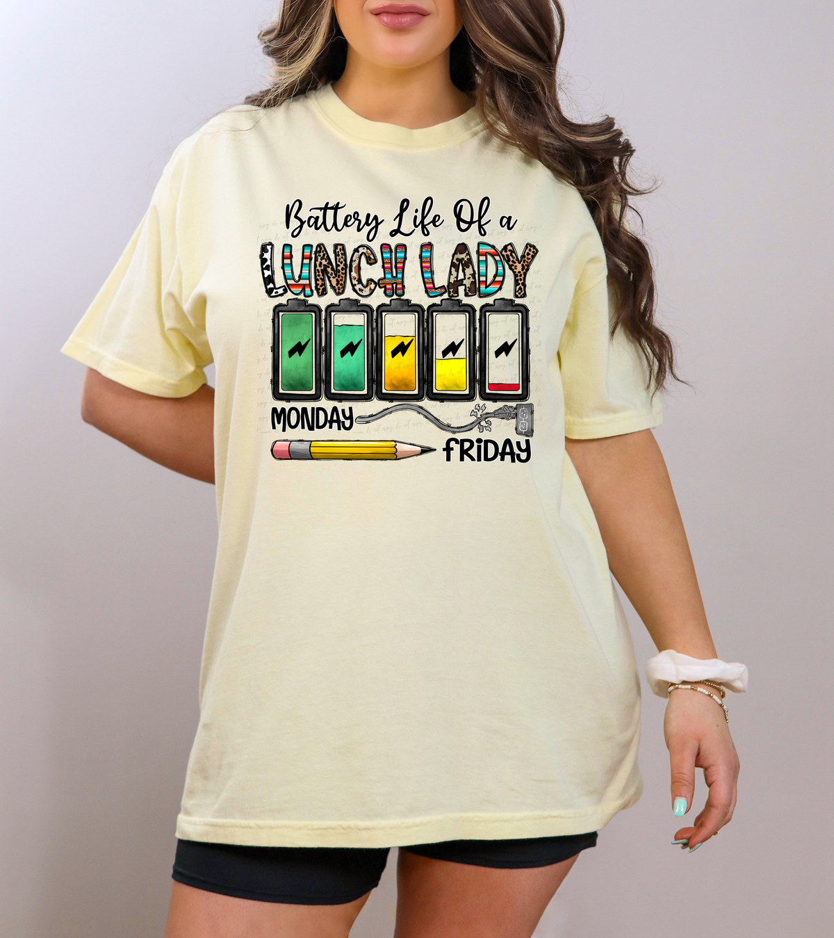 Battery Life of A Lunch Lady Monday To Friday Pencil 116528 DTF Transfer