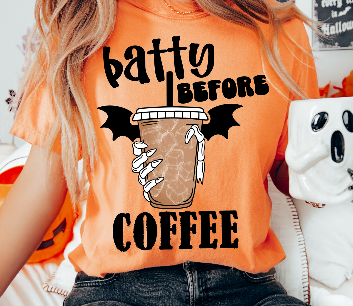 Batty before coffee (CMD) DTF transfer