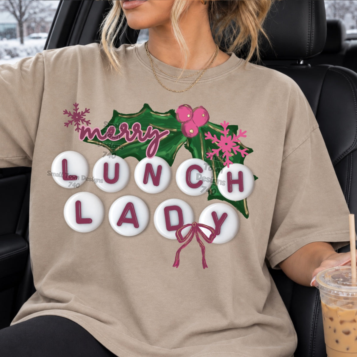 Merry lunch lady beads (STD) DTF Transfer