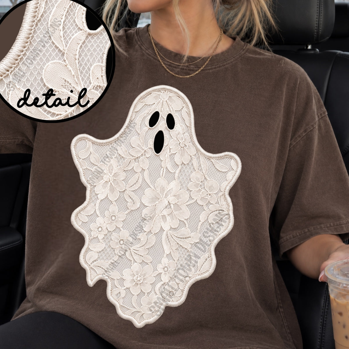 Boo-white lace ghost (STD) DTF Transfer