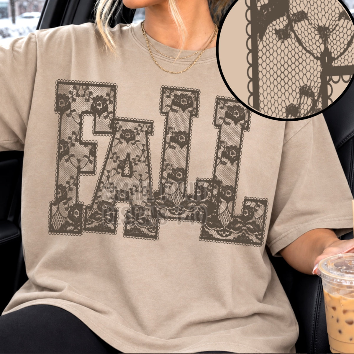 Fall brown faux lace (STD) DTF Transfer
