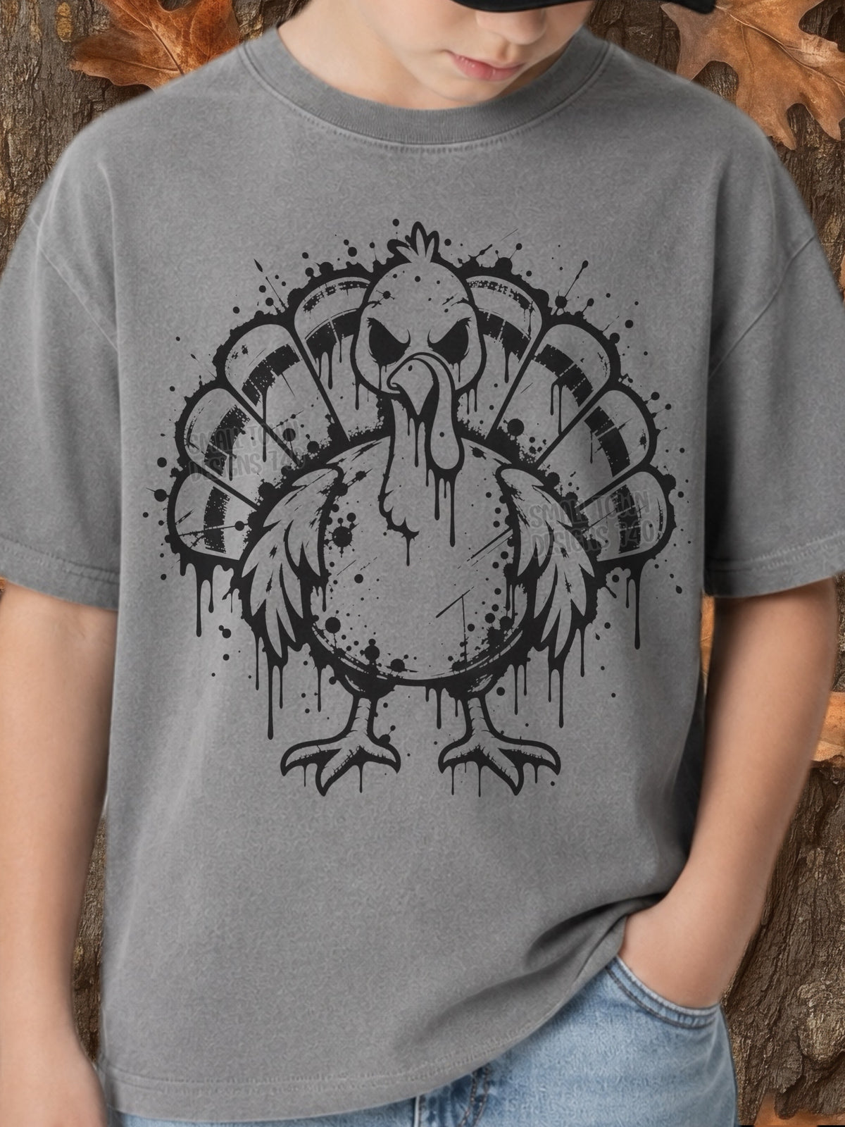 Angry turkey black outline (STD) DTF