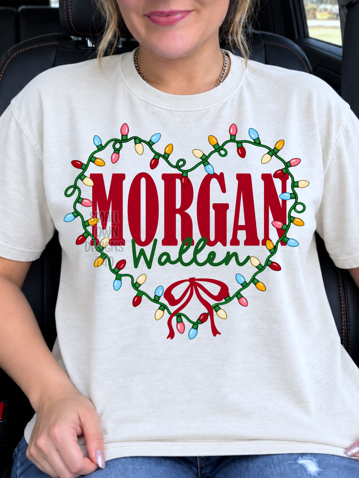 MW Christmas light heart with bow (STD) DTF Transfer